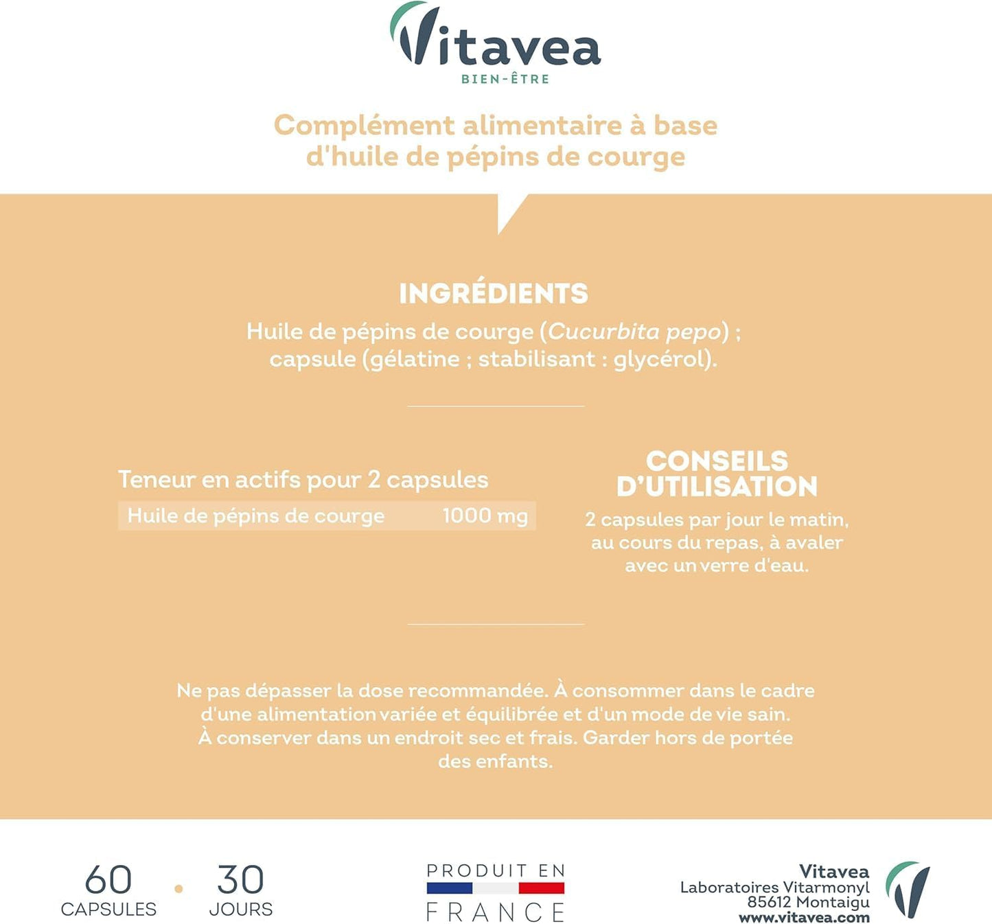 Vitavea Bienestar - Semilla de calabaza 1000mg - Confort de Próstata - 30 días
