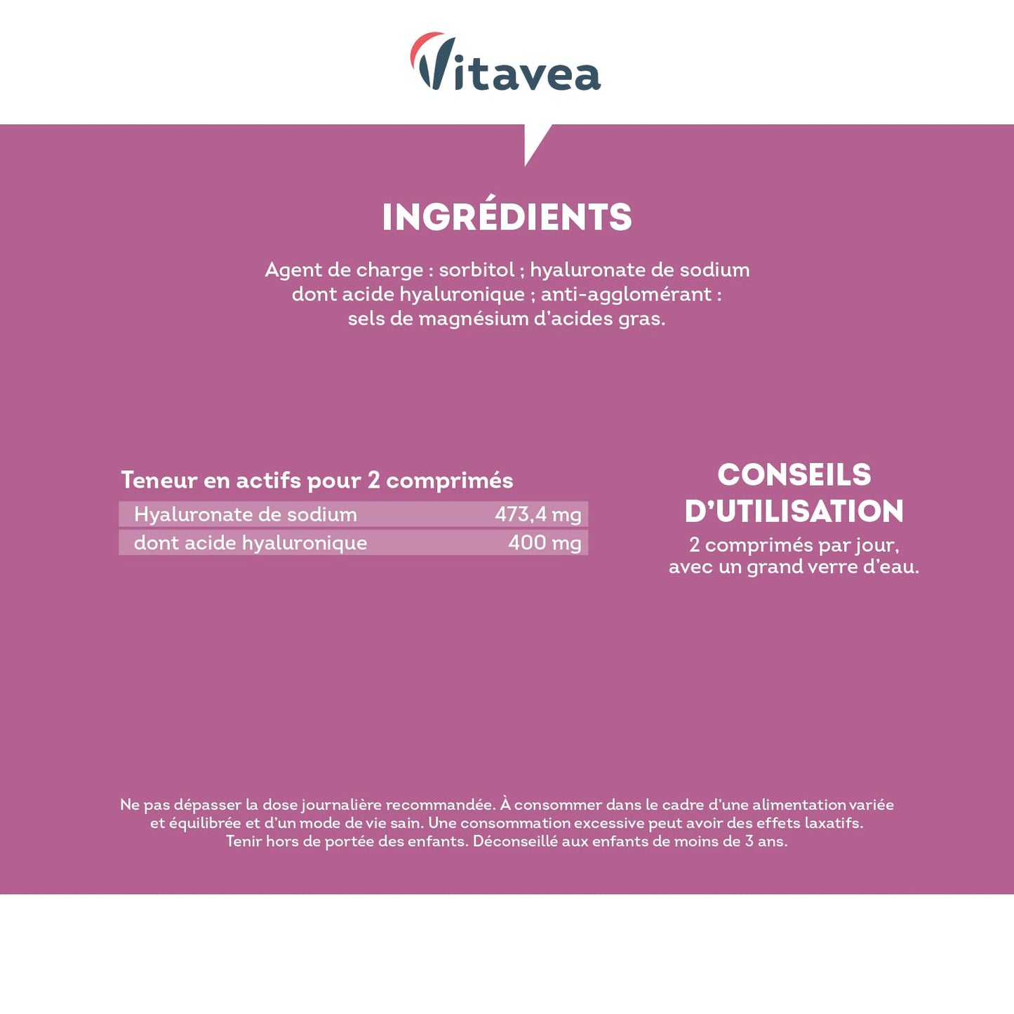 Vitavea Ácido Hialurónico Puro 400 mg - Antiedad & Hidratación - Regeneración