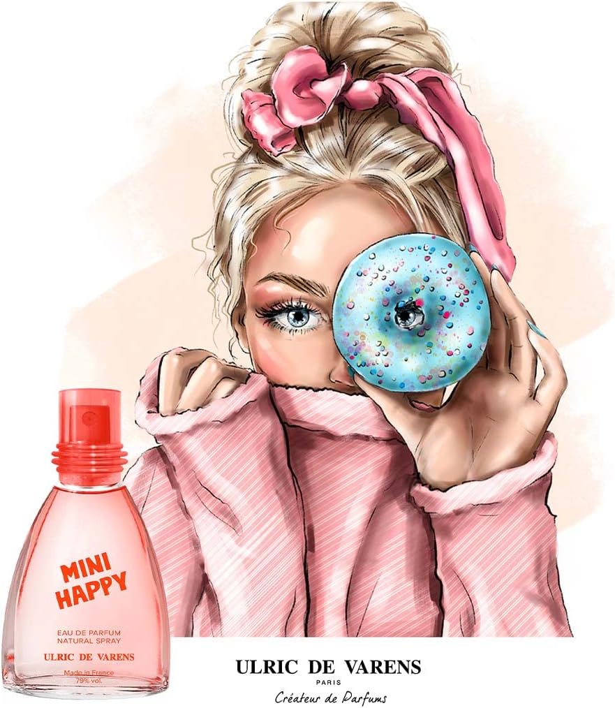 ULRIC DE VARENS - Eau de Parfum Mini Happy - Floral, Fruité, Oriental - Parfum Femme - Vaporisateur - Made in France - 25 ml
