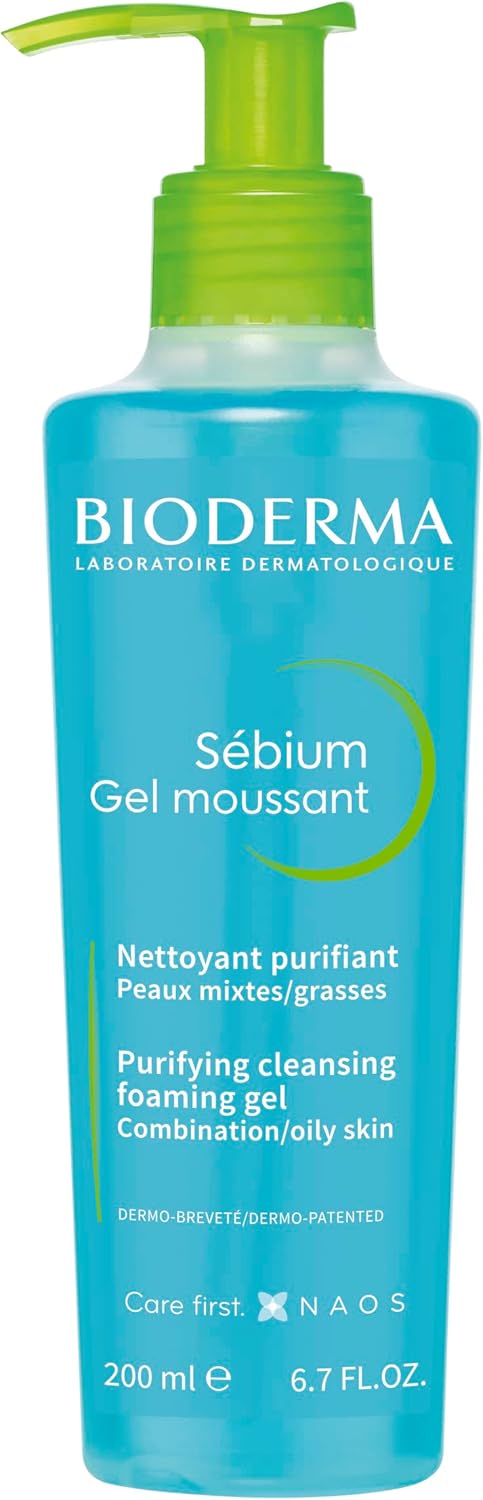 SÉBIUM Gel moussant 200ml | Nettoie et purifie en douceur – Limite la sécrétion du sébum | Peaux sensibles mixtes à grasses
