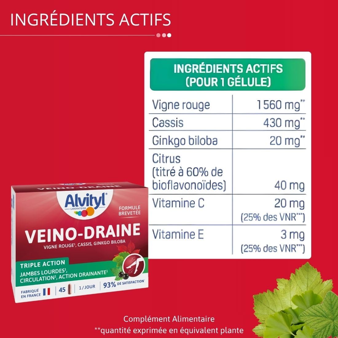 Alvityl Veino-Draine Action Drainante Confort Circulatoire - 30 gélules
