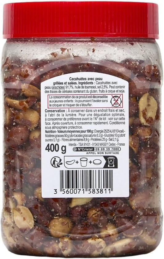 CARREFOUR CLASSIC' - cacahuetes tostados Formato familiar de 400 g - Paquete de 4