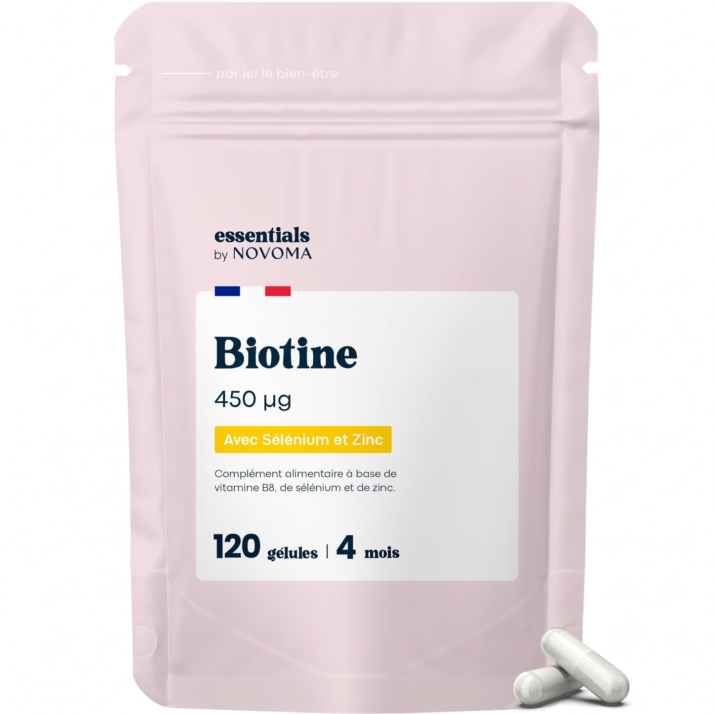 Biotine 450 µg + Sélénium et Zinc, 60 Gélules Végétales - 2 Mois