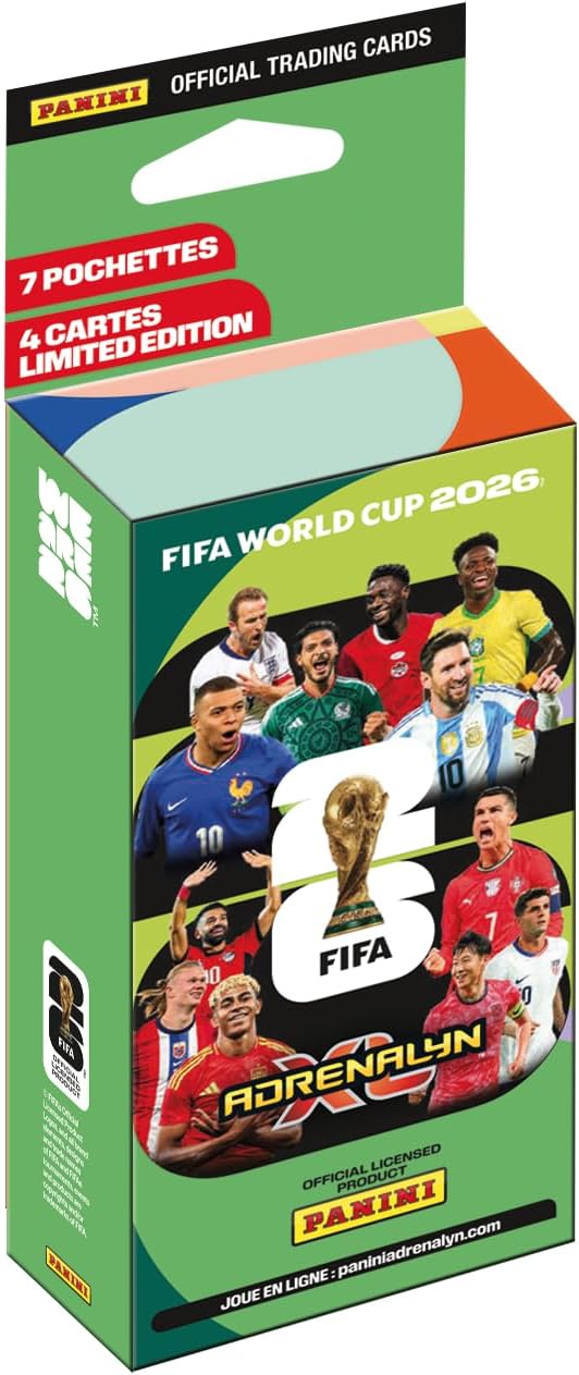 Panini Coupe du Monde DE LA FIFA 2026 Trading Cards Game Blister 7 Pochettes + 4 Cartes édition limitée