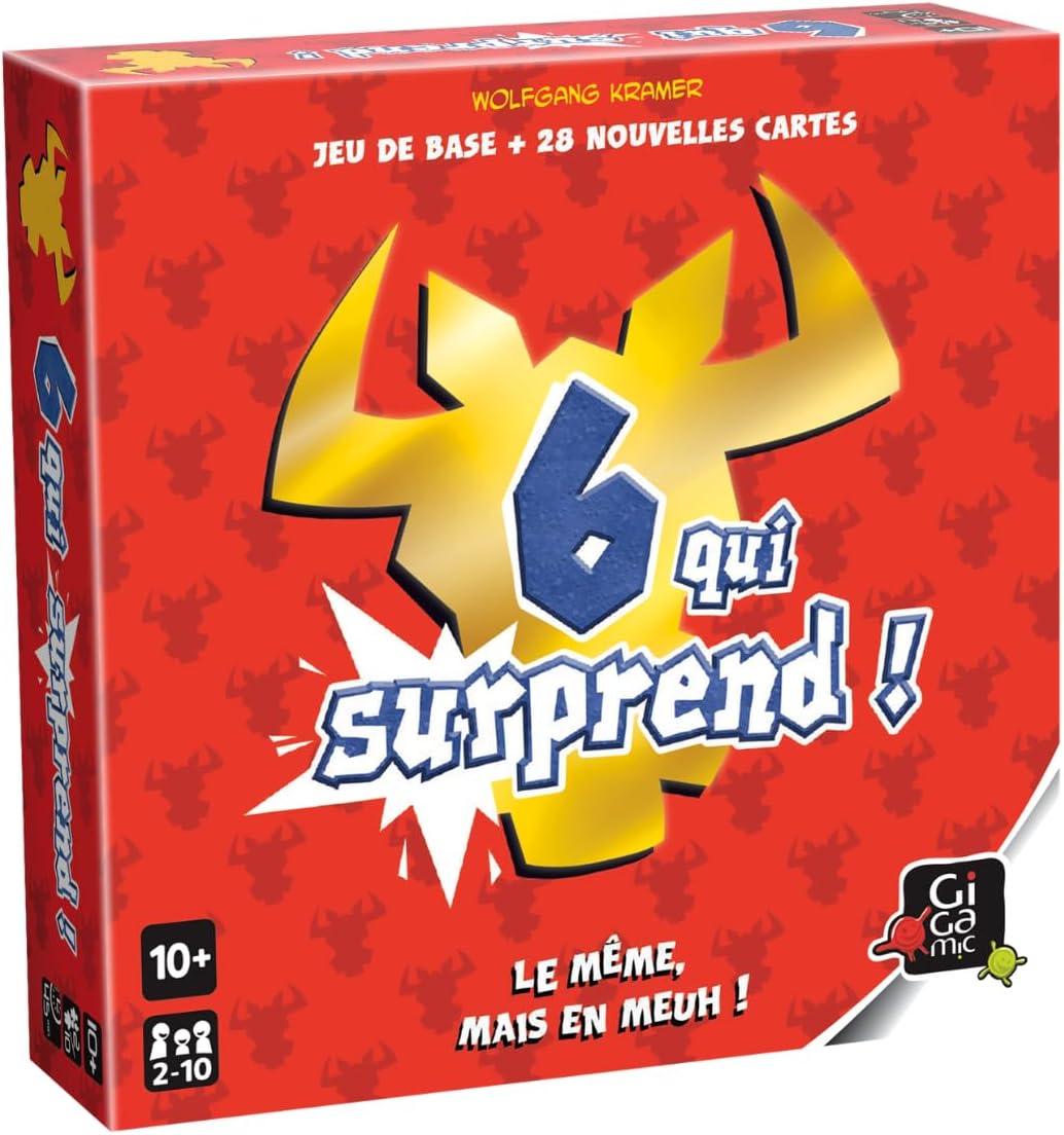 GIGAMIC - 6 Qui Surprend ! - Jeux de société - Jeux de cartes dès 10 ans - Jeu d'ambiance pour enfant, famille et amis - 28 Cartes Spéciales - De 2 à 10 joueurs - 45 Min - Version Française - AMZIX