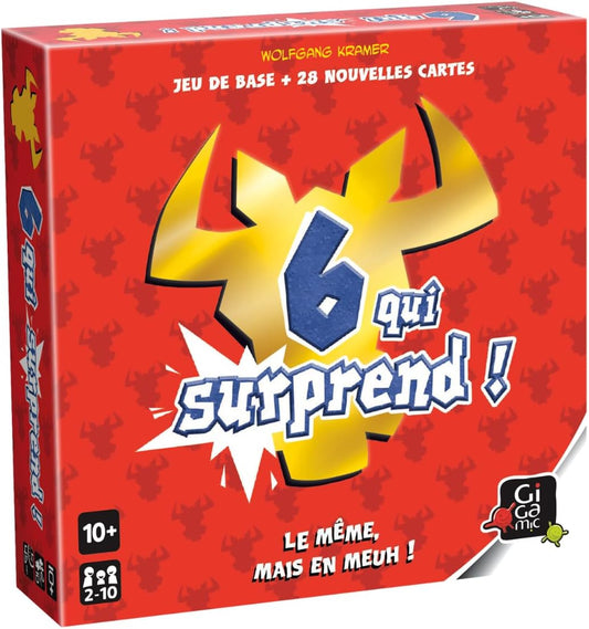 GIGAMIC - 6 Qui Surprend ! - Jeux de société - Jeux de cartes dès 10 ans - Jeu d'ambiance pour enfant, famille et amis - 28 Cartes Spéciales - De 2 à 10 joueurs - 45 Min - Version Française - AMZIX
