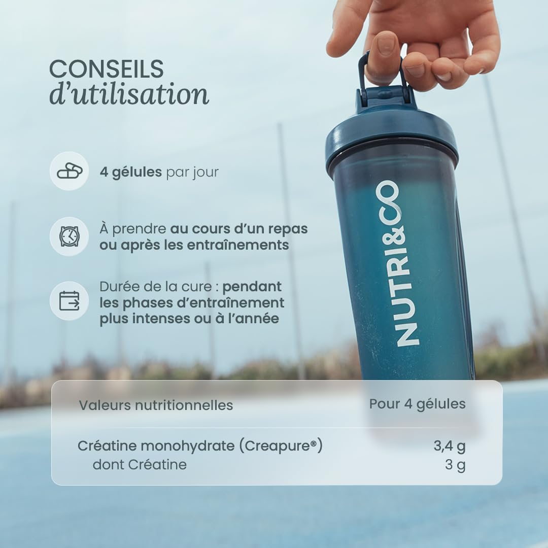NUTRI&CO Créatine Monohydrate Creapure® 100% Pure | Poudre | 300g Neutre