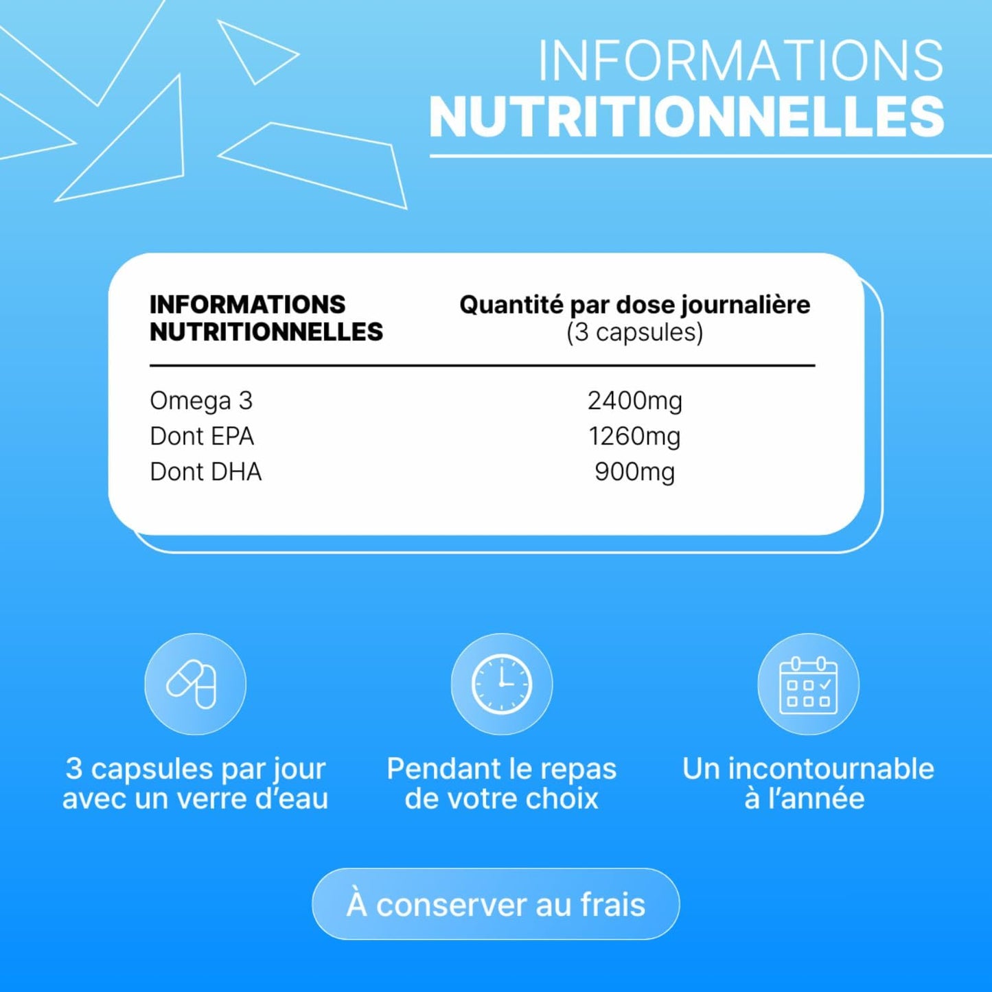 Nutripure - Omega 3 Epax® 2400 mg - EPA 1260 mg & DHA 900 mg - 270 Gélules