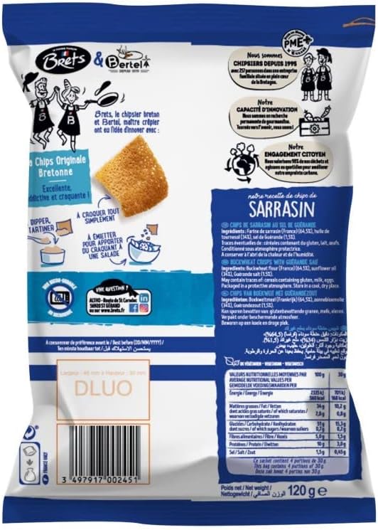 SARRASIN NATURAL A LA SAL DE GUÉRANDE 120G, BRET'S, LOTE DE 3