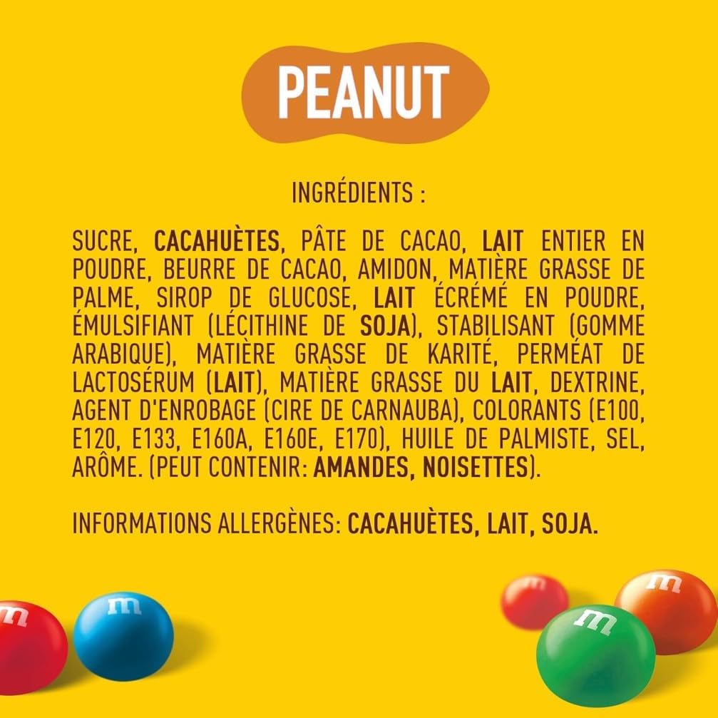 M&M'S PEANUT Bonbons chocolat au lait et cacahuètes 5 sachets de 36g