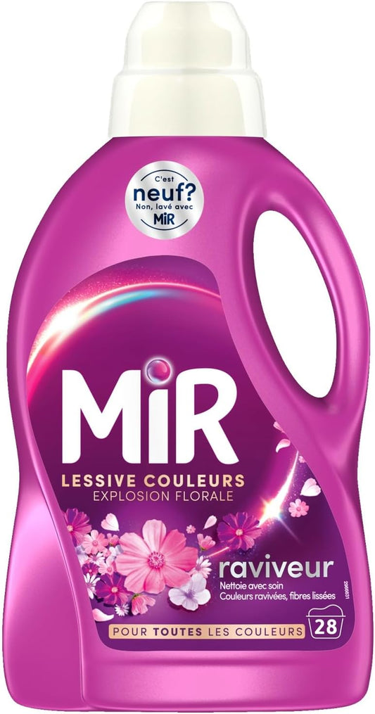 MIR Detergente Líquido Colores Explosión Floral, Botella de 1,4 kg (28 lavados) - Pack de 3