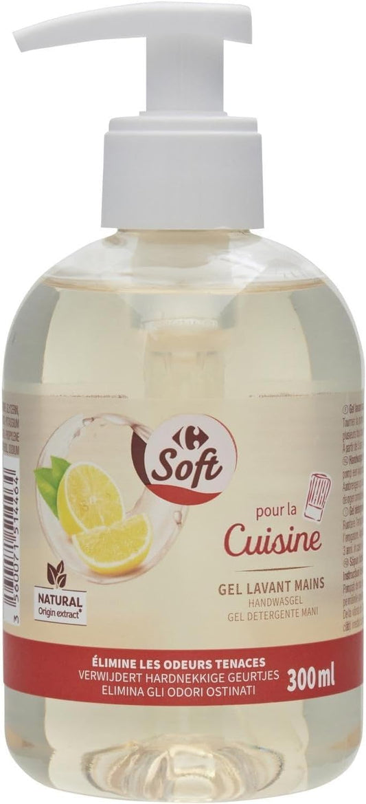 CARREFOUR SOFT Jabón Líquido para Manos Dosificador 300mL, Aroma Limón - Pack de 4