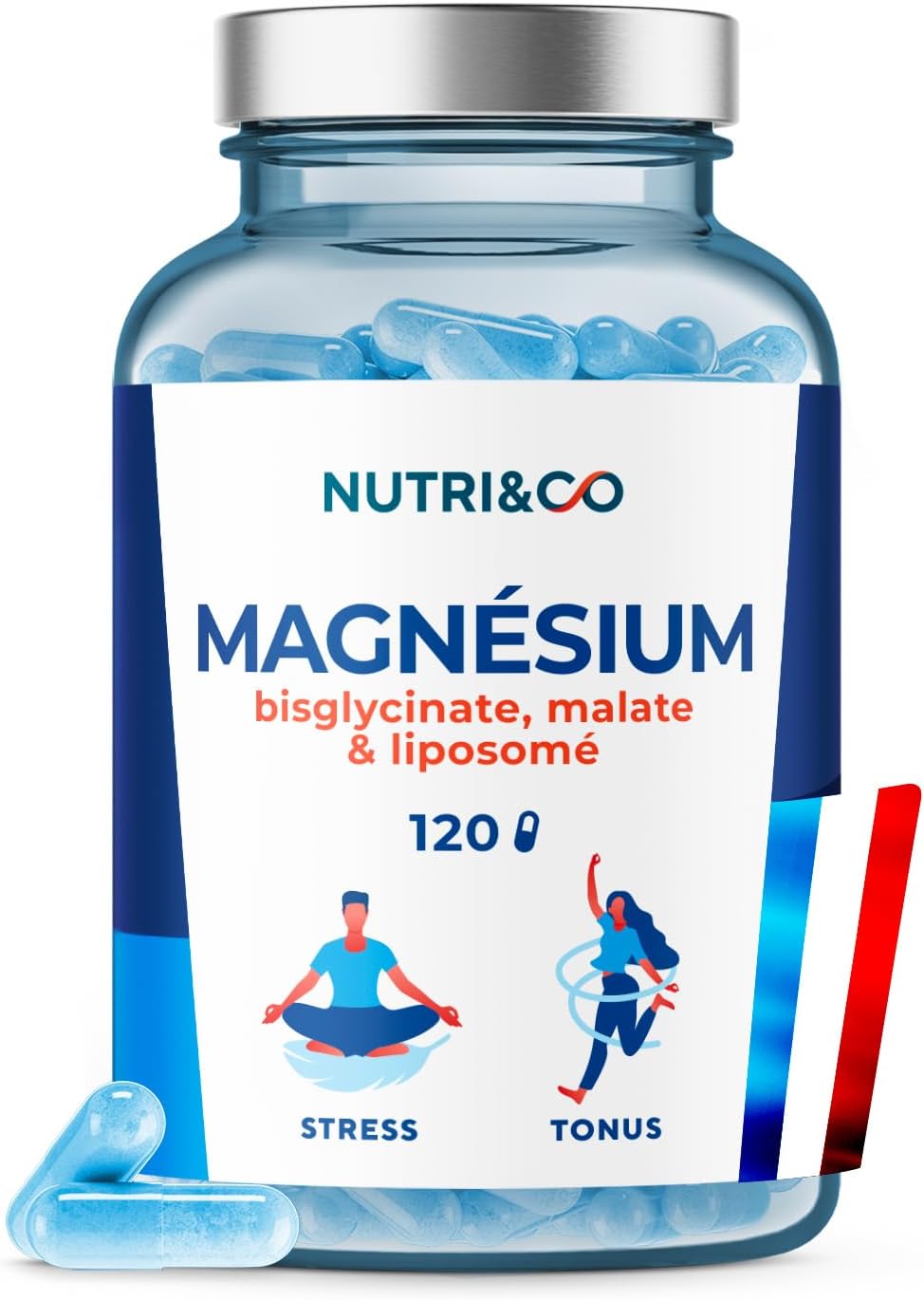 NUTRI&CO Magnésium Bisglycinate Malate & Liposome vitamine B6 | 120 Gélules