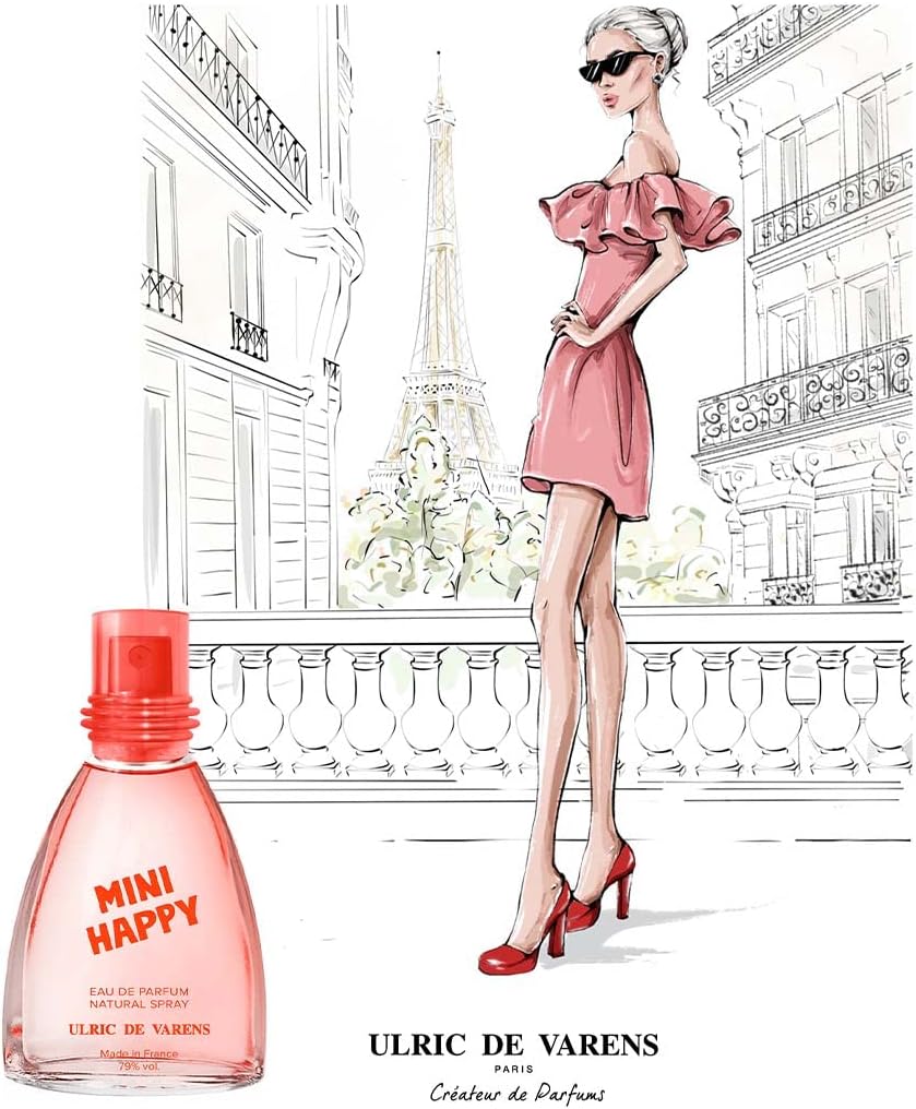 ULRIC DE VARENS - Eau de Parfum Mini Happy - Floral, Fruité, Oriental - Parfum Femme - Vaporisateur - Made in France - 25 ml