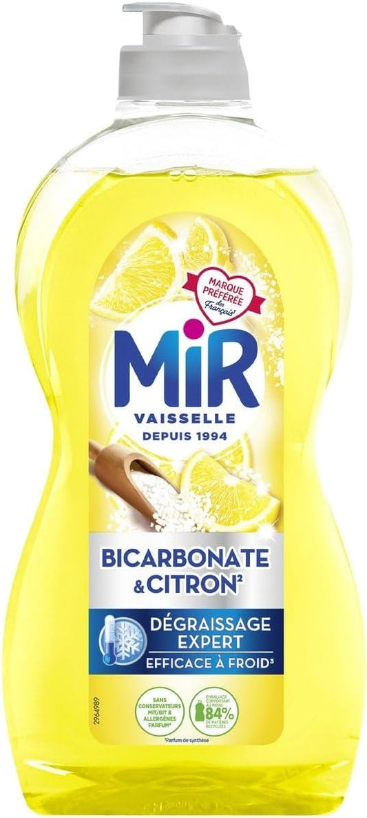 MIR Limón Bicarbonato, botella de 450 mL - Pack de 4 lavavajillas