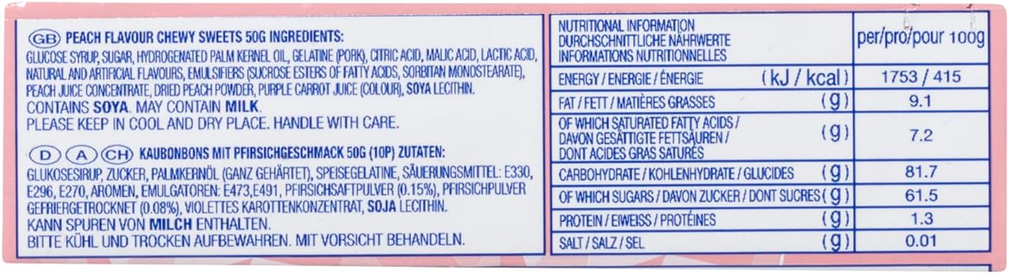 HI-CHEW Bonbons à Mâcher Saveur Pêche 15 Étuis X 50 g