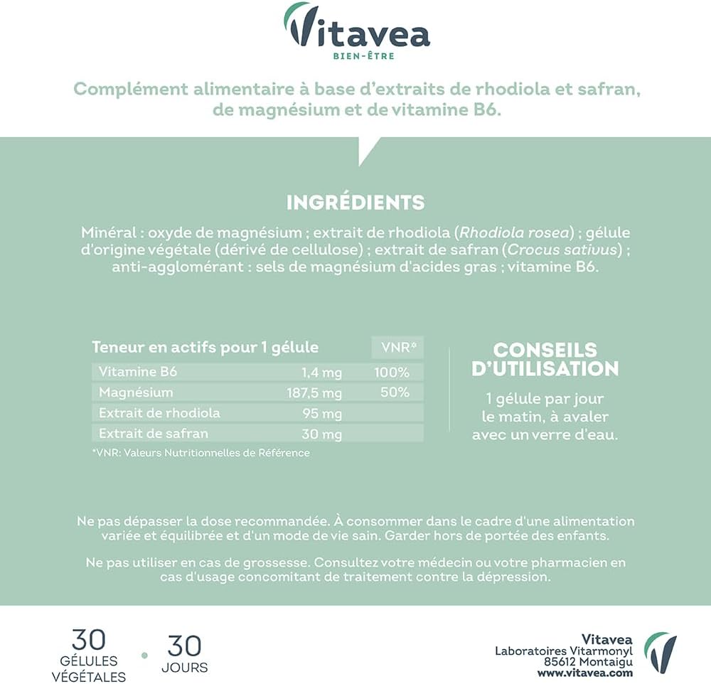 Vitavea Bien-être - Moral'Boost - Stress Fatigue Charge Mentale - 30 jours