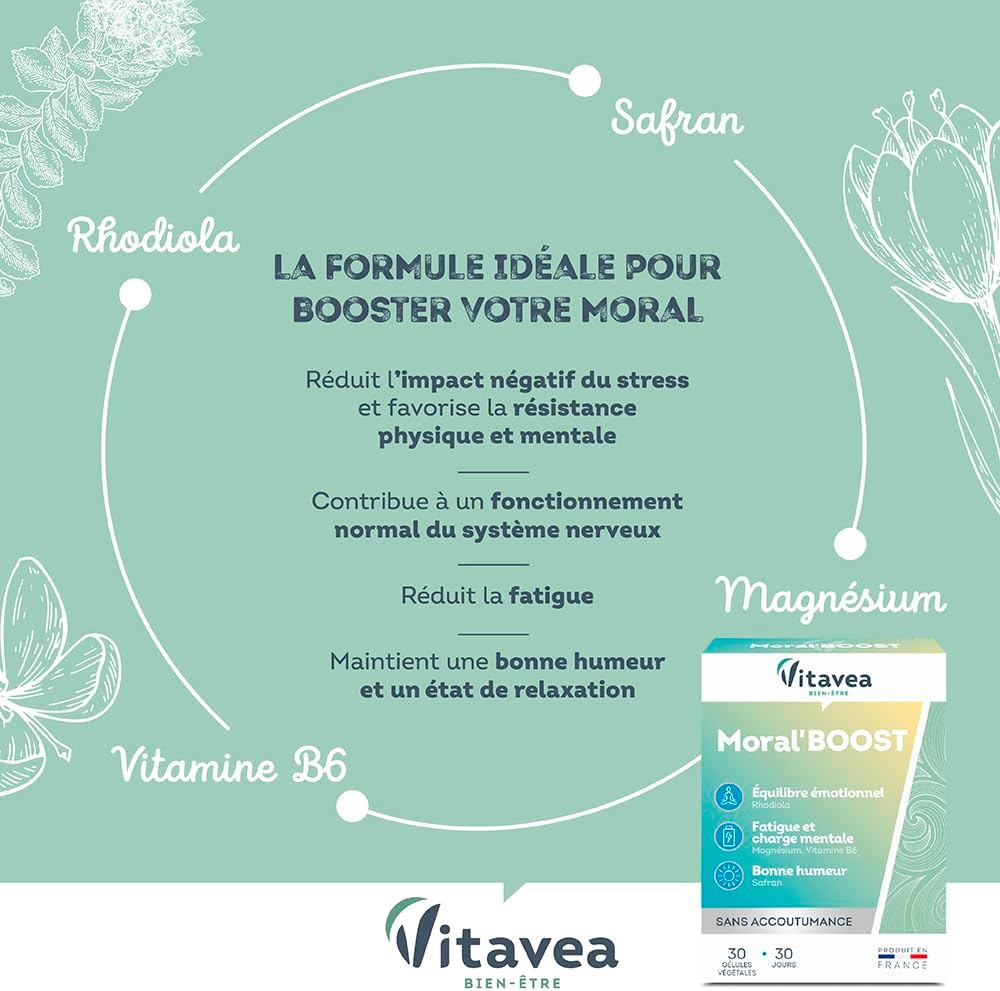 Vitavea Bien-être - Moral'Boost - Stress Fatigue Charge Mentale - 30 jours