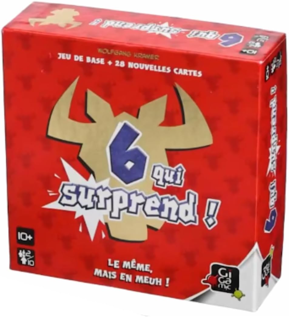 GIGAMIC - 6 Qui Surprend ! - Jeux de société - Jeux de cartes dès 10 ans - Jeu d'ambiance pour enfant, famille et amis - 28 Cartes Spéciales - De 2 à 10 joueurs - 45 Min - Version Française - AMZIX