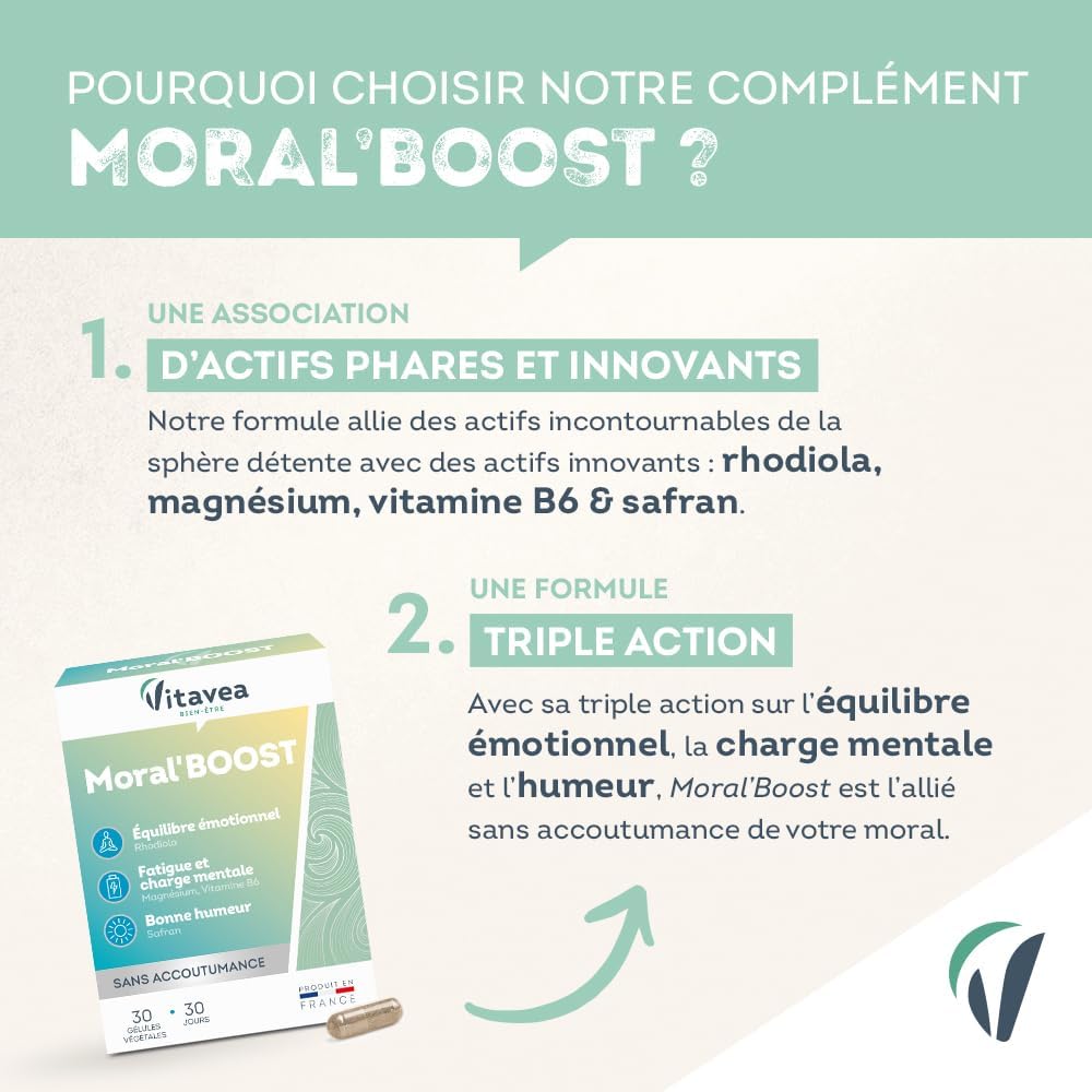 Vitavea Bien-être - Moral'Boost - Stress Fatigue Charge Mentale - 30 jours