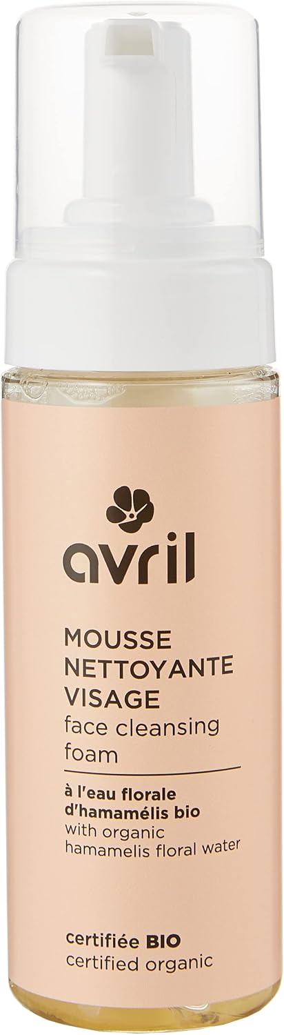 Avril - Mousse Nettoyante Visage Bio - Eau Florale d'Hamamélis Bio - 98% d'Origine Naturelle - Certifié Bio Ecocert - Produit Végan, Fabriqué en France - Flacon 150ml