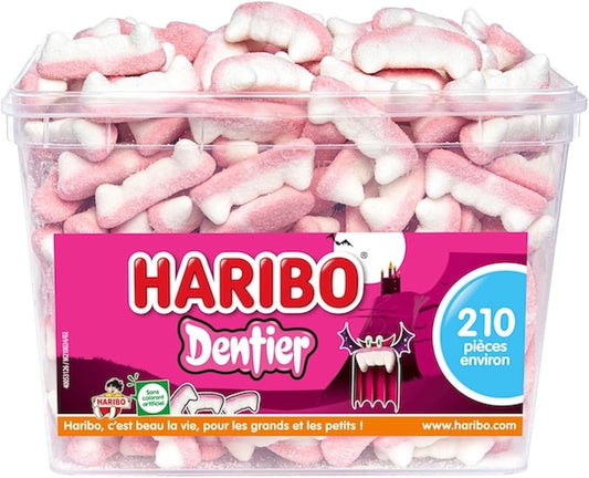 HARIBO - Dentier - Bonbons Sans Colorants Artificiels - Confiseries Pour Halloween - Boîte De 210 Bonbons