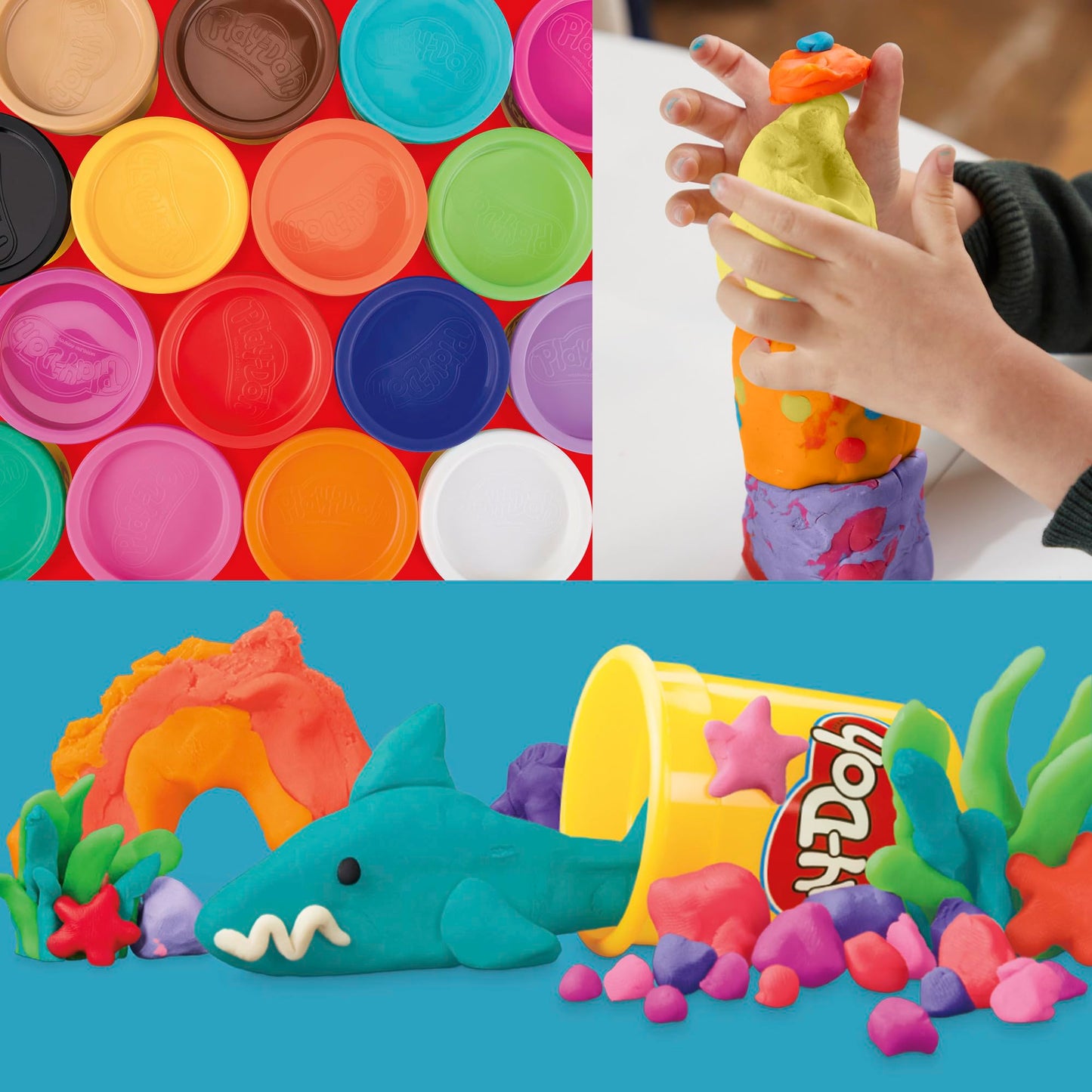 Play-Doh, La fête des Couleurs, Loisirs créatifs avec pâte à Modeler pour Filles et Garçons dès 3 Ans, 24 Pots de 56 g, 6 Couleurs, Idèe Cadeaux pour Anniversaires