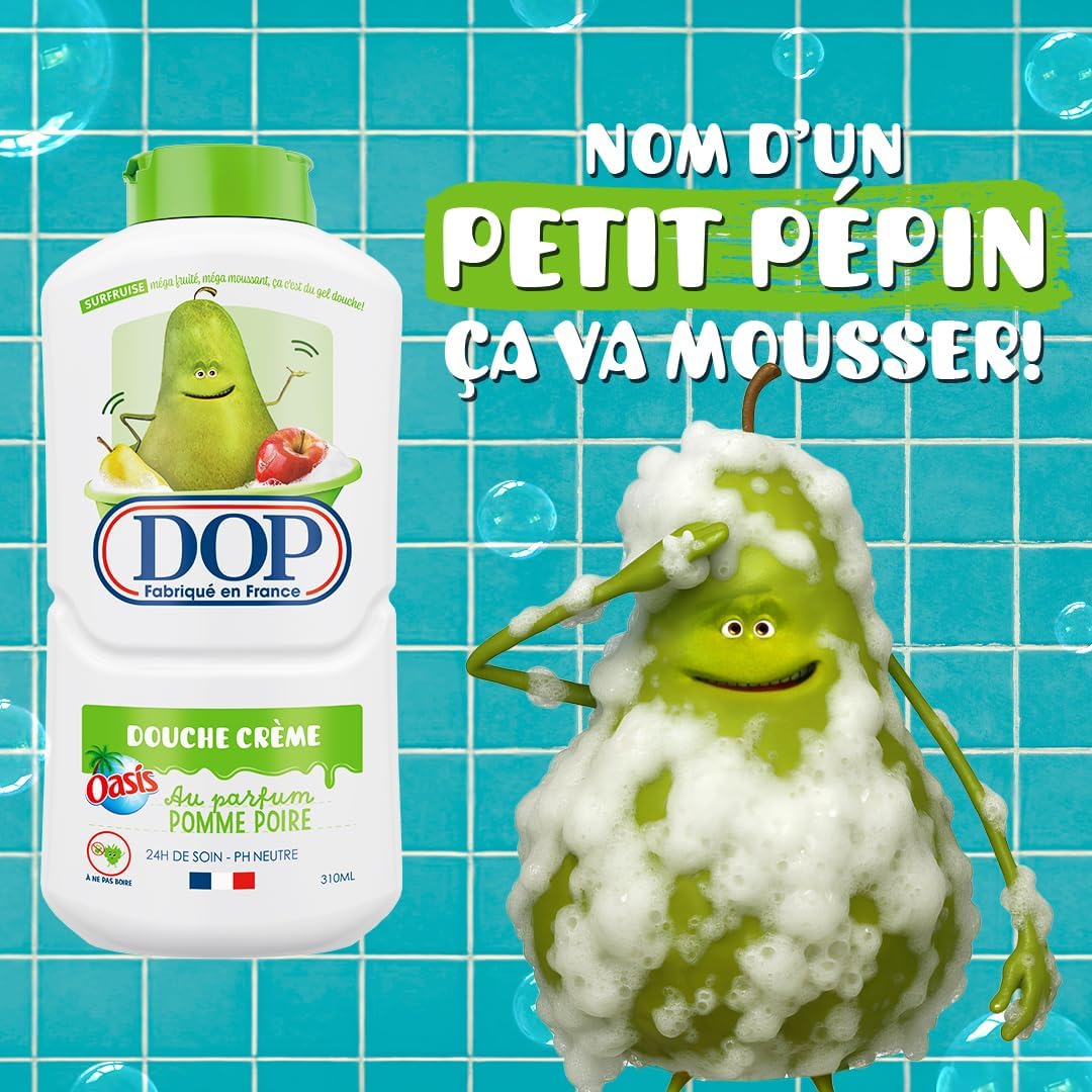 DOP Douche Crème Pomme Poire pH Neutre Peaux Sensibles Sans Savon 310ml