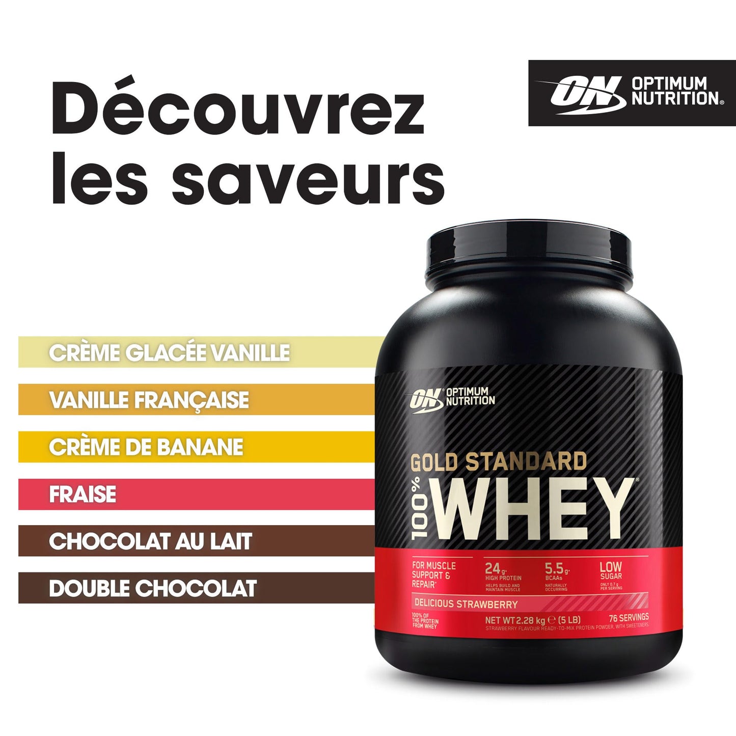 Optimum Nutrition Gold Standard 100% Whey Protéine en Poudre, 2,26 kg