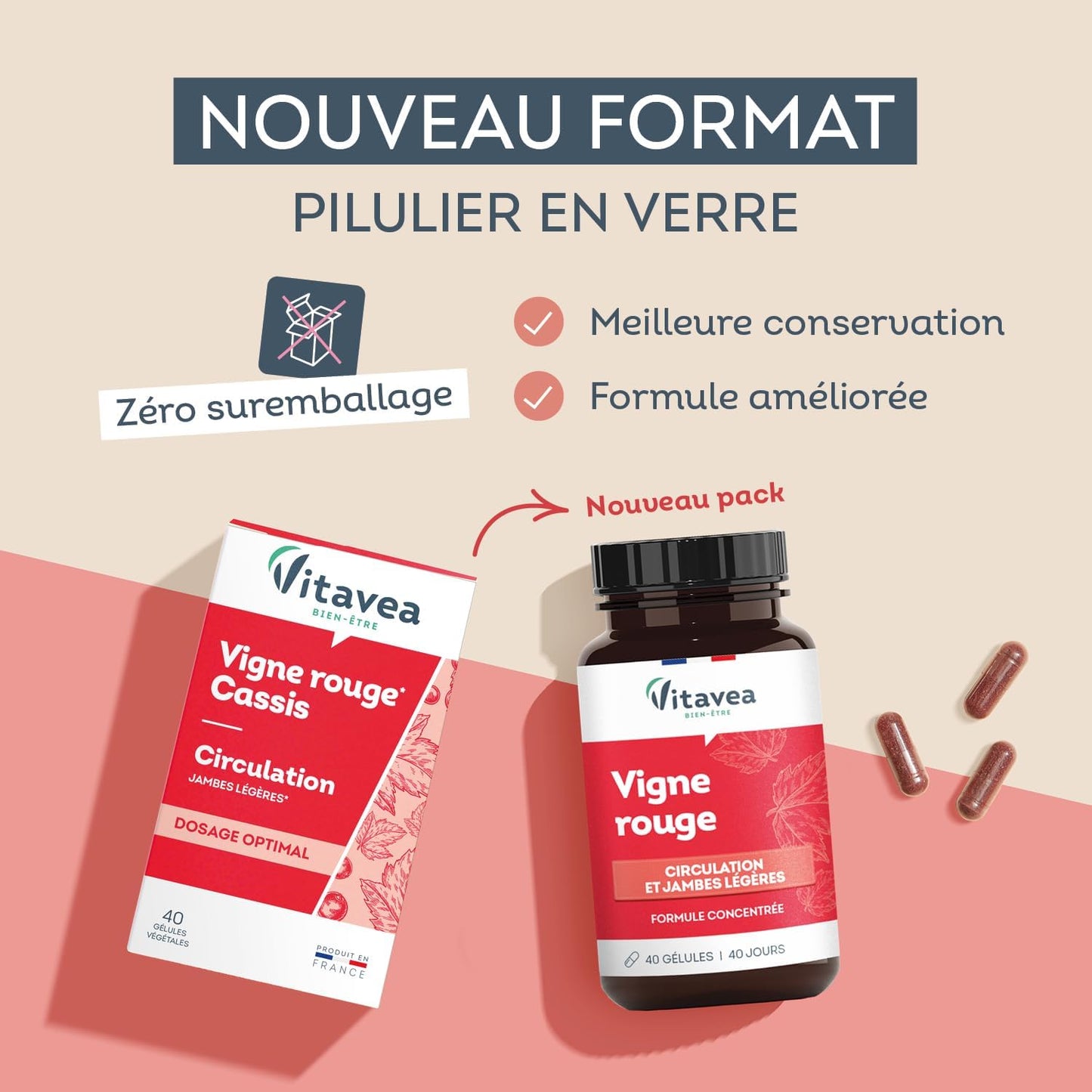 Vitavea Bien-être - Vigne Rouge 300mg - Circulation - 40 jours