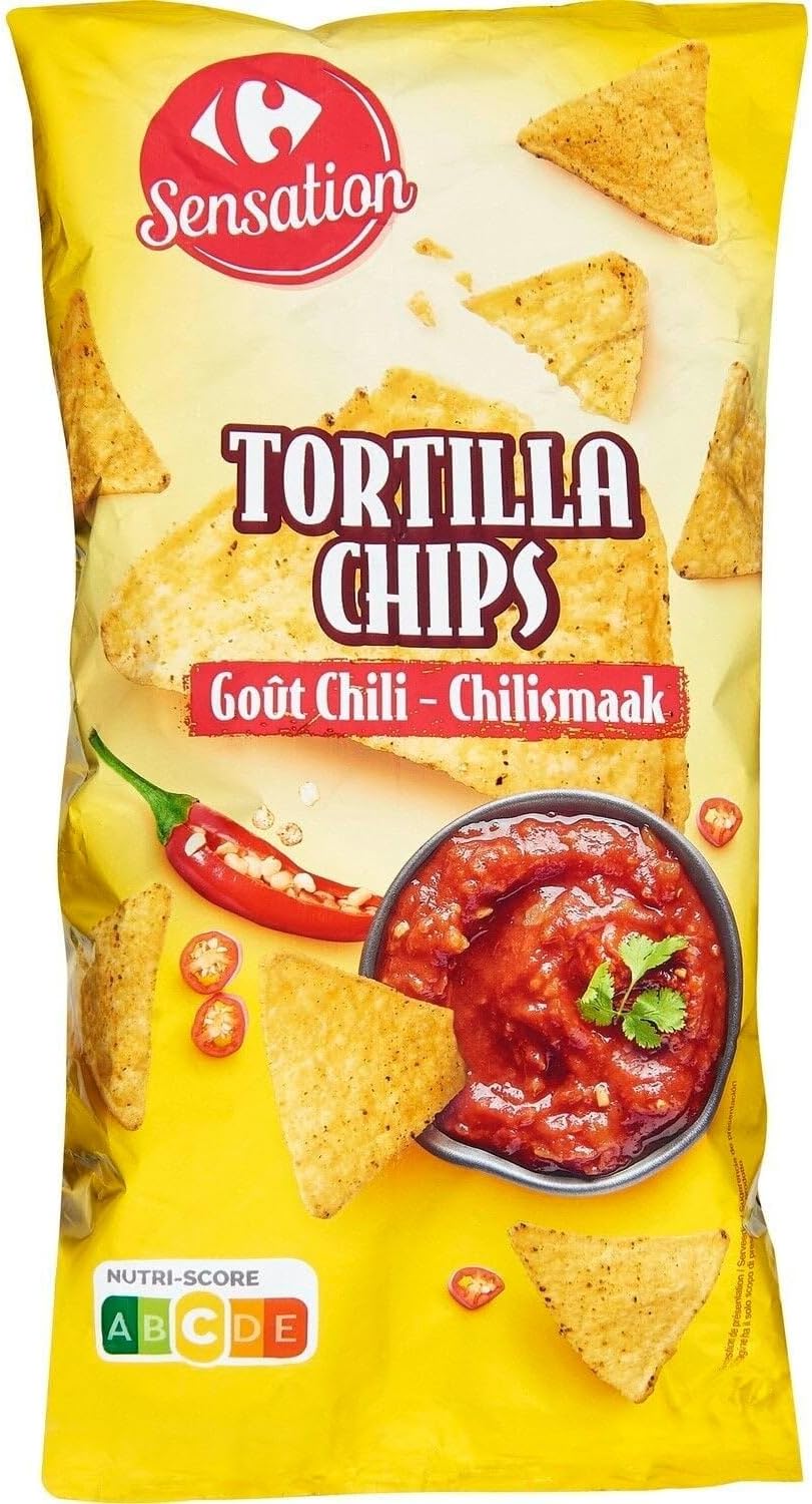 CARREFOUR SENSATION Chips tortilla Chili formato práctico de 200g - Lote de 4