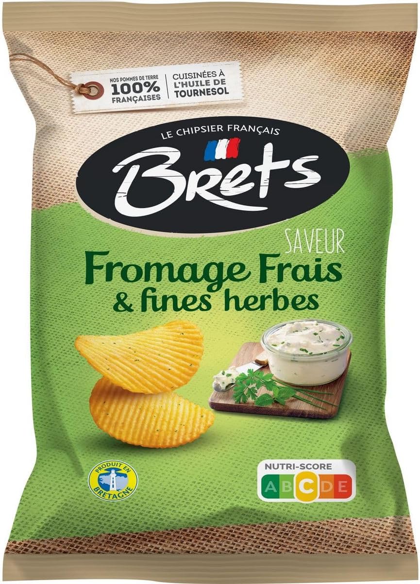 CHIPS BRETS Ondulées saveur Fromage Frais & Fines Herbes - 125 G LOT DE 4