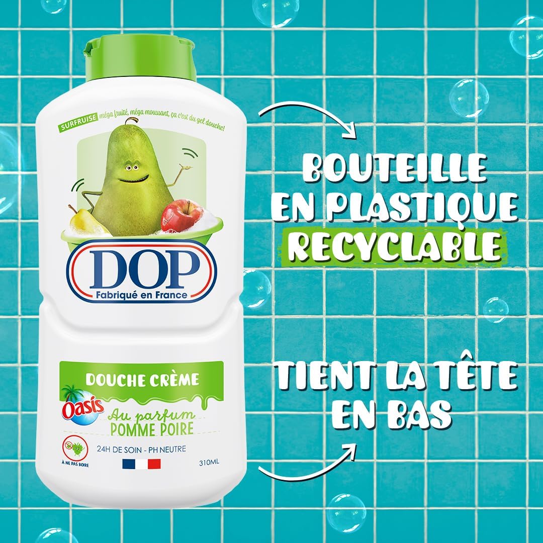DOP Douche Crème Pomme Poire pH Neutre Peaux Sensibles Sans Savon 310ml