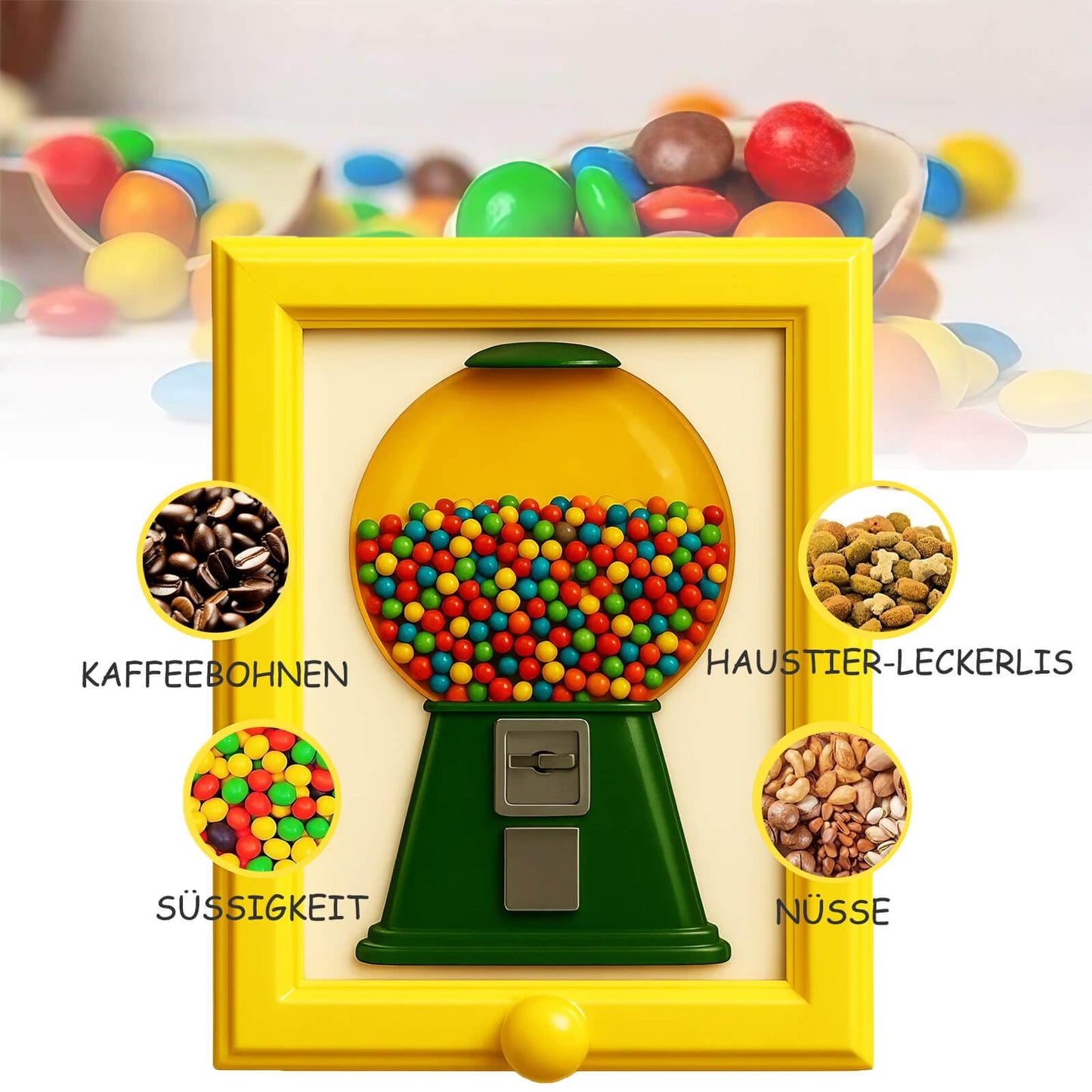 Distributeur de bonbons mural pour cadre photo, distributeur de bonbons, pour la maison et le bureau, distributeur de bonbons décoratif avec répartition rapide, bleu