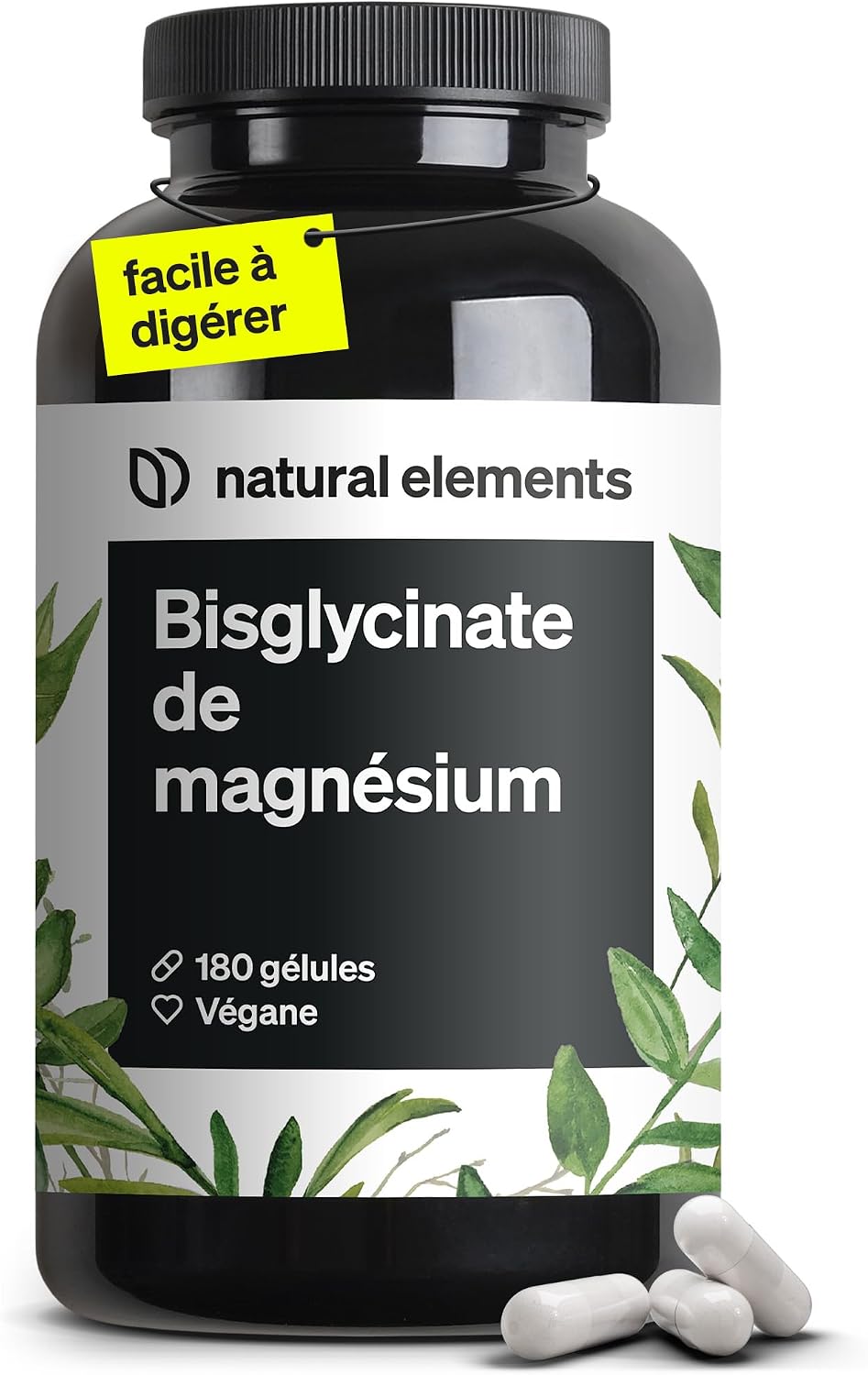 Magnésium Bisglycinate – 300 mg de magnésium élémentaire/dose journalière – 180 gélules, 2 mois d'approvisionnement – doux sur l’estomac, vegan, hautement dosé