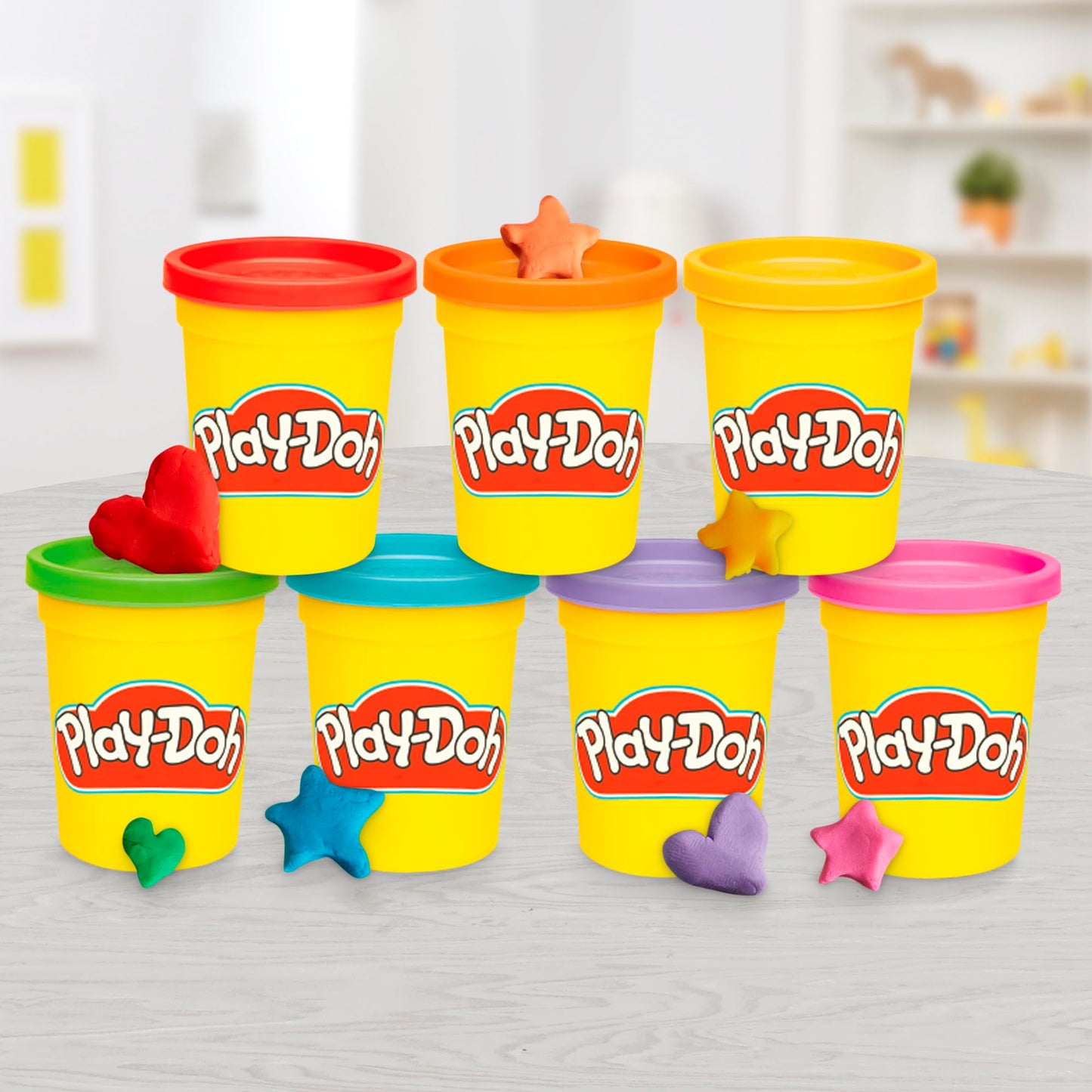 Play-Doh, La fête des Couleurs, Loisirs créatifs avec pâte à Modeler pour Filles et Garçons dès 3 Ans, 24 Pots de 56 g, 6 Couleurs, Idèe Cadeaux pour Anniversaires