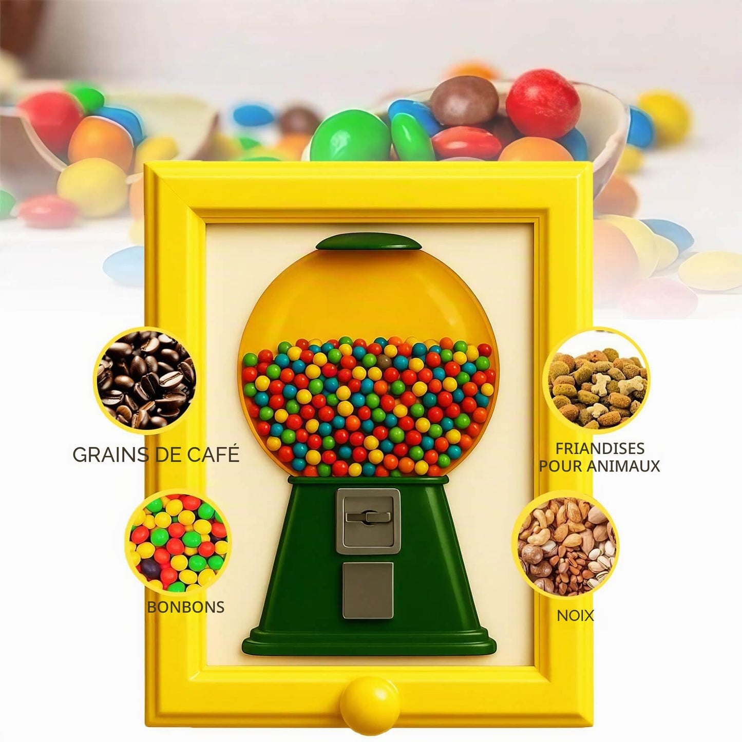 Distributeur de bonbons mural pour cadre photo, distributeur de bonbons, pour la maison et le bureau, distributeur de bonbons décoratif avec répartition rapide, bleu