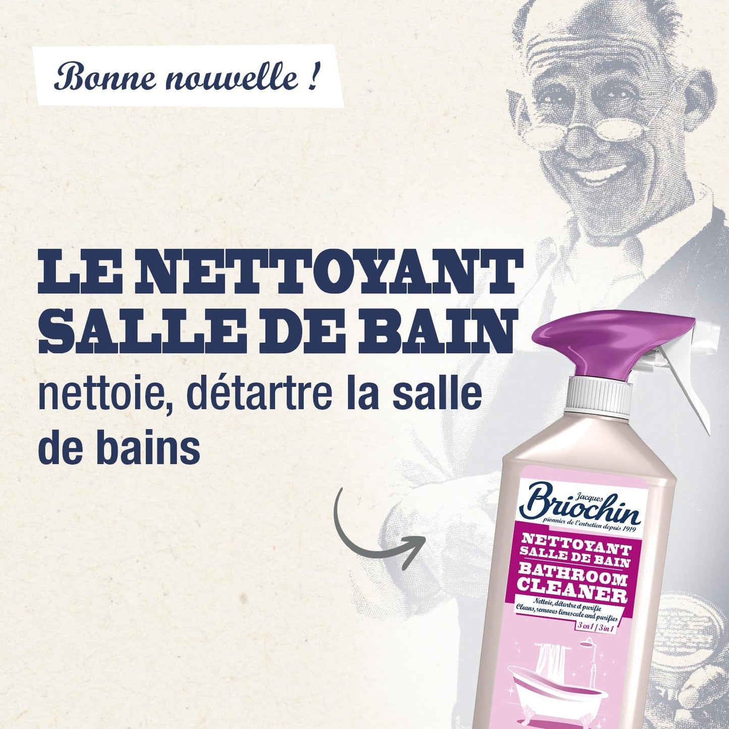 BRIOCHIN Nettoyant salle de bain 3 en 1 parfum floral 1L