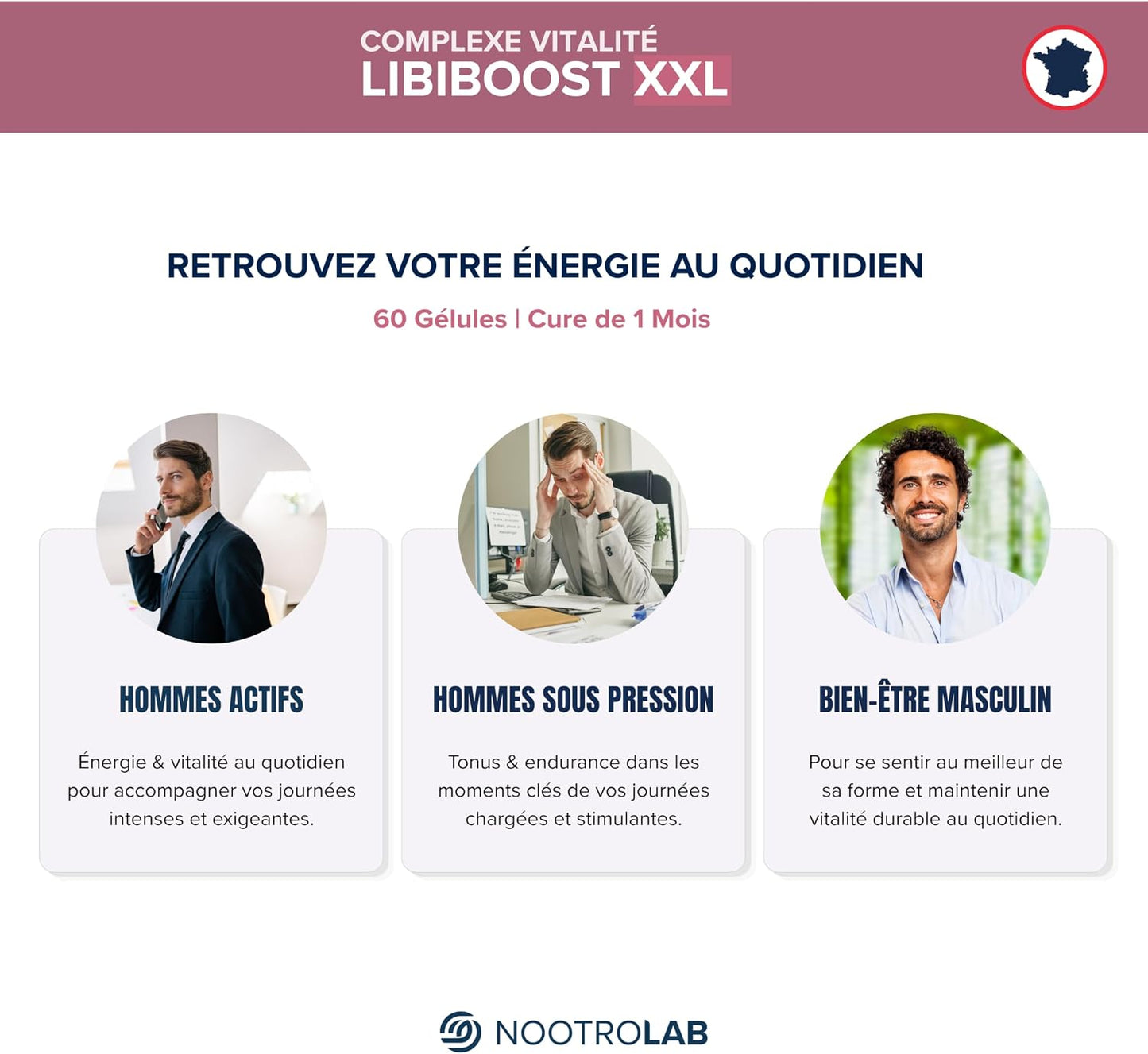 Libiboost – Complément Vitalité Sexuelle Homme – Ginseng, Maca, Zinc, Guarana, Gingembre, Bois Bandé – Libido, Énergie, Érection – Fabriqué en France – Fertilité, Performance