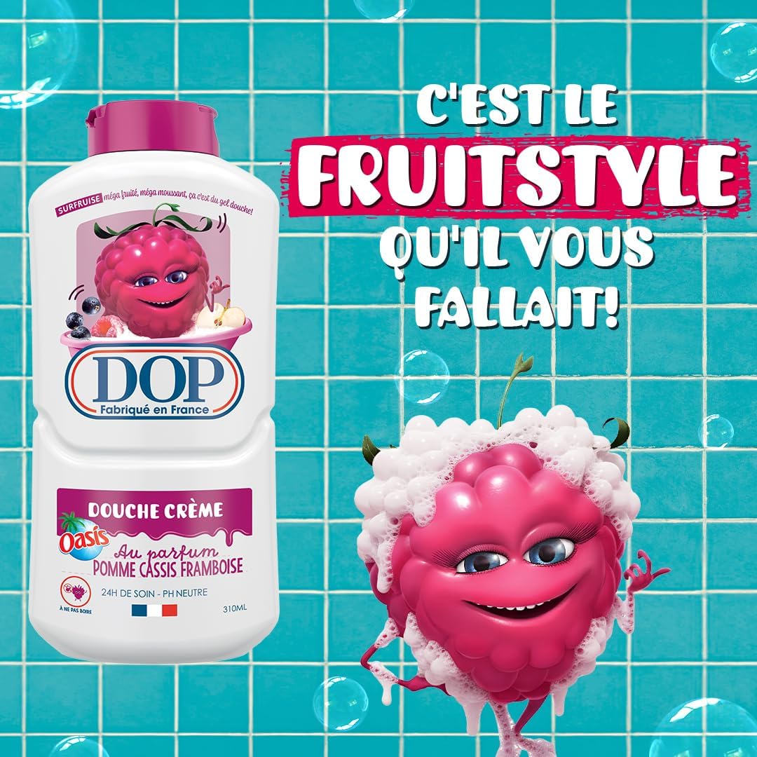 DOP Douche Crème Pomme Cassis Framboise pH Neutre Sans Savon 310ml