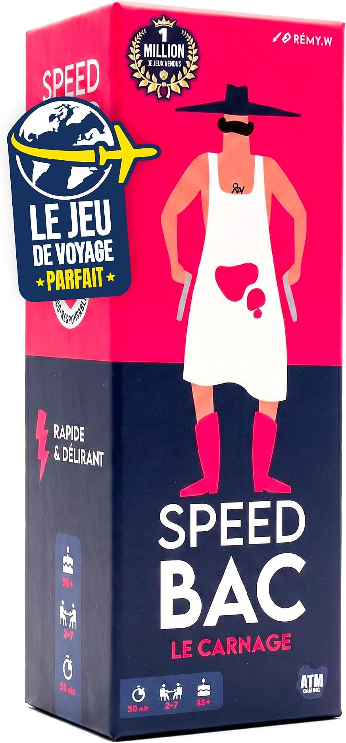 ATM Gaming Speed Bac - Jeu de société Adulte - Rapide et délirant - 2 à 7 Joueurs - Jeu d'ambiance - Jeu de Voyage