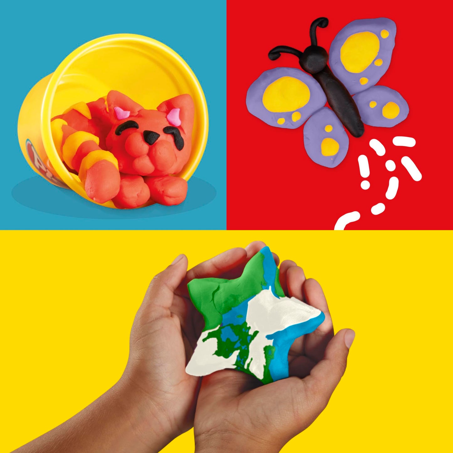 Play-Doh, La fête des Couleurs, Loisirs créatifs avec pâte à Modeler pour Filles et Garçons dès 3 Ans, 24 Pots de 56 g, 6 Couleurs, Idèe Cadeaux pour Anniversaires