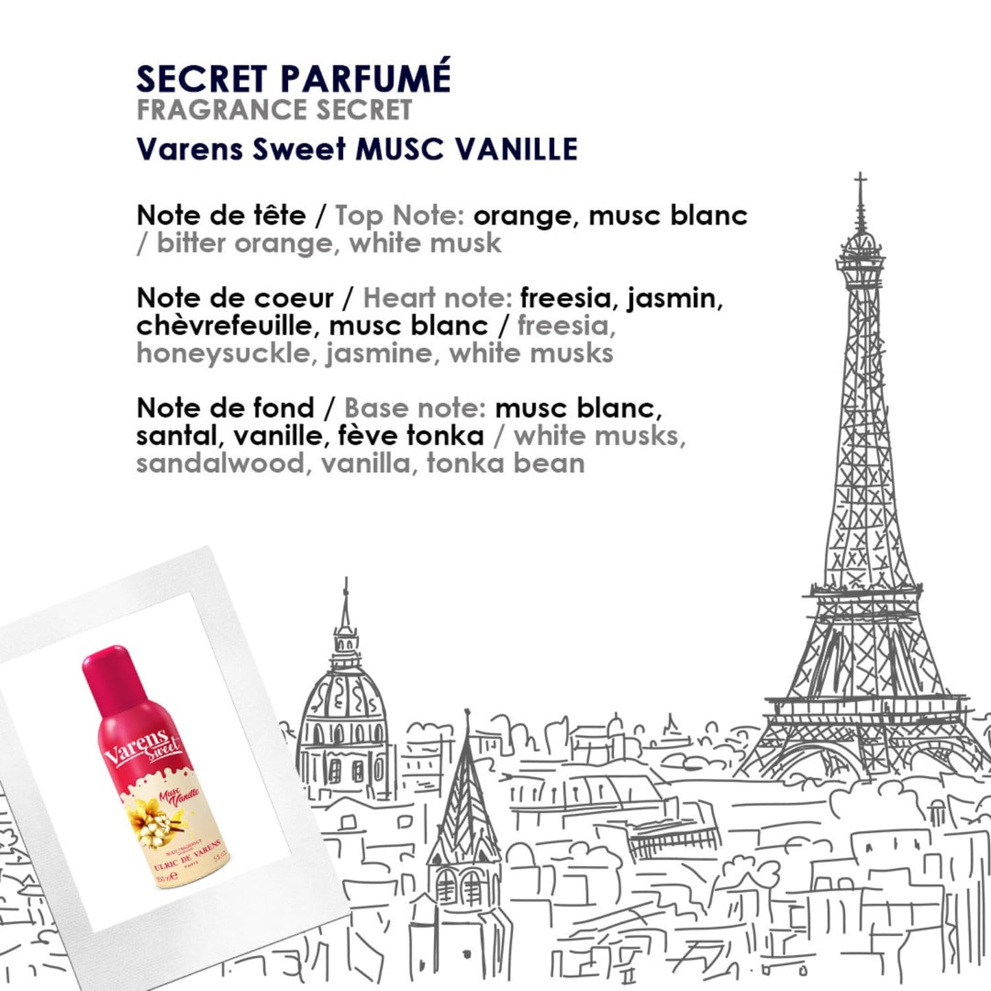ULRIC DE VARENS - Body Fragrance Varens Sweet- Parfum & Déodorant Femme 2-en-1 - Vaporisateur - Spray - Lot de 2 x 150 ml