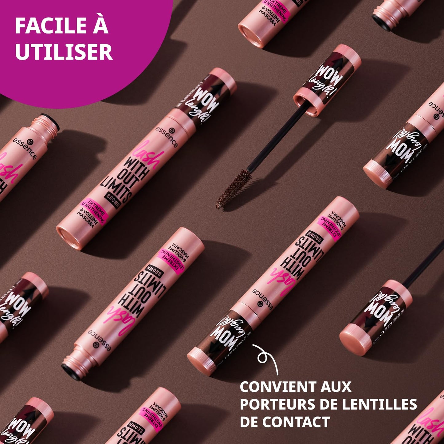 essence lash WITHOUT LIMITS EXTREME LENGTHENING & VOLUME MASCARA, longue durée, augmentant le volume, ultra noir, allongeant (13ml)