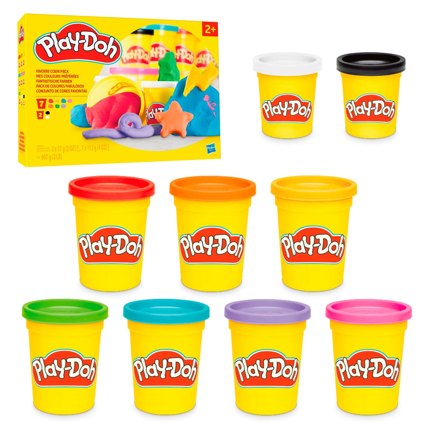 Play-Doh, La fête des Couleurs, Loisirs créatifs avec pâte à Modeler pour Filles et Garçons dès 3 Ans, 24 Pots de 56 g, 6 Couleurs, Idèe Cadeaux pour Anniversaires