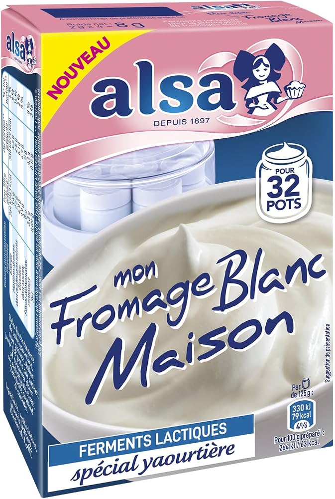 ALSA Ferments lactiques spécial yaourtière, 4 sachets de 2g pour 32 pots - Lot de 4