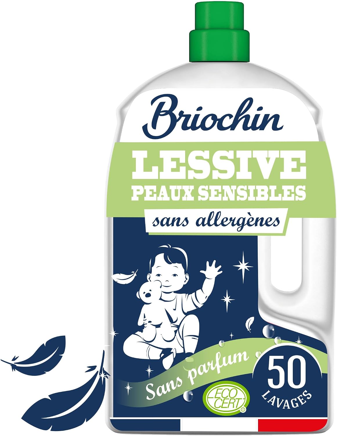BRIOCHIN Lessive liquide Peaux Sensibles sans parfum, 50 lavages