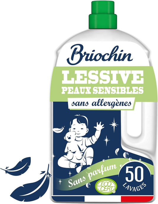 BRIOCHIN Lessive liquide Peaux Sensibles sans parfum, 50 lavages