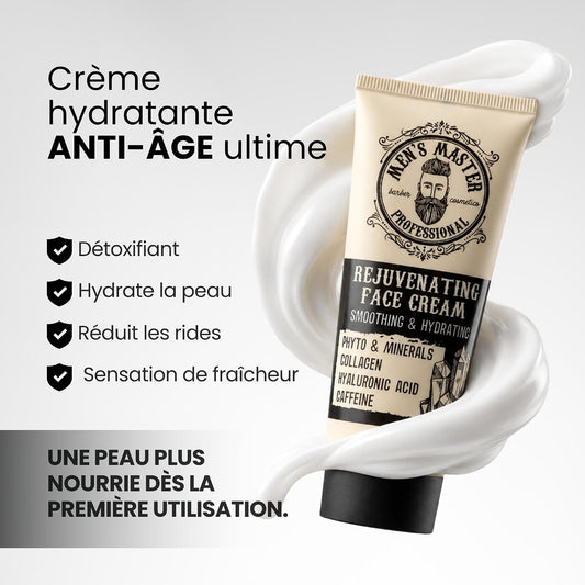 Men’s Master Crème Visage Homme Anti-Rides | Collagène, Acide Hyaluronique & Vitamines | Soin Hydratant Jour et Nuit | Peau Lisse et Raffermie | Pour Tous Types de Peau | 75 ml