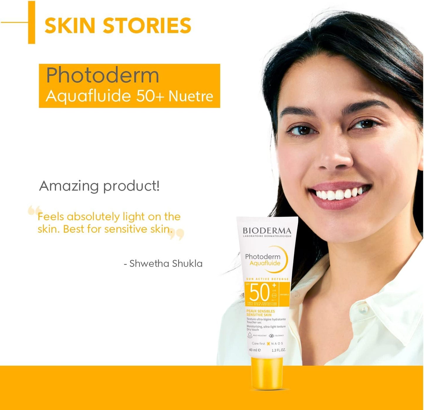 BIODERMA Photoderm Aquafluide SPF50+ Fluide solaire visage, très haute protection UVA et UVB - Soin hydratant et matifiant - Peaux sensibles - Texture rafraîchissante et toucher sec - Tube 40 ml